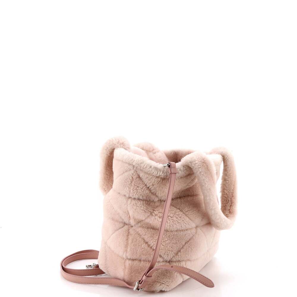 Prada Triangle Tote Quilted Shearling #249426P12B - Picture 2 of 7